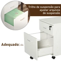 Vinsetto Bloco de Gavetas de Madeira Móvel para Arquivos de Escritório com 2 Gavetas para Escritório Secretaria 41x39x58cm Branco(m-4)