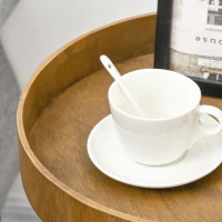 HOMCOM Tavolino da Caffè Stile Industriale con Bordi Rialzati, Legno e Acciaio, Ø40.6x61.5cm, Marrone e Nero(m-9)