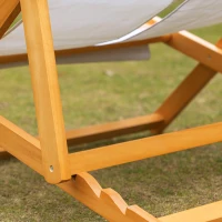 Outsunny Chilienne bois bain de soleil 2 places pliable chaise longue transat de jardin dossier réglable 3 positions 2 têtières rembourrées bois de peuplier tissu Oxford max. 200 Kg orange et crème(m-9)