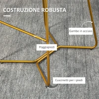 HOMCOM Set 2 Sgabelli da Bar con Schienale e Poggiapiedi 48x56.5x103cm, Velluto Grigio(m-6)