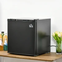 HOMCOM Mini réfrigérateur frigo compact de 46 L avec congélateur 4,5L température réglable 0 à 10°c, étagères amovibles et porte réversible 44,5 x 46,5 x 49,8 cm noir(m-10)