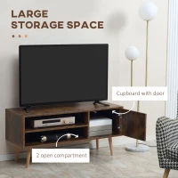 HOMCOM TV Unit Cabinet for TVs up to 55 Inches, TV Stand with Cupboard and Storage Shelves, Cable Holes for Living Room, Brown(m-4)