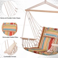 Outsunny Hanging Rope Hammock Chair with 1 Pillow for Any Indoor or Outdoor Spaces, Floral(m-5)