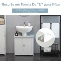 HOMCOM Móvel para Lavatório Pousar Armário Casa de Banho de Armazenamento com 2 Portas e Prateleira Interior Ajustável Moderno 60x30x60 cm Branco(m-5)