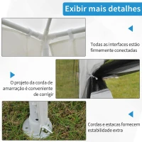 Outsunny Tenda de Jardim 395x295 cm com Redes Mosquiteiras Duplo Teto e Portas com Zíper para Exterior Branco e Preto(m-5)