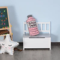 HOMCOM Wooden Toy Box Storage Chest Seating Bench Organizer for Kids Ottoman with Safety Hinge(m-8)