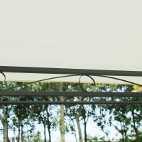 Outsunny Pérgola de Jardim com Estrutura de Aço Teto Duplo 6 Cortinas Laterais 8 Orifícios de Drenagem 300x400x280 cm Creme(m-13)