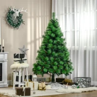 HOMCOM Árvore de Natal Artificial 180cm com 782 Ramos 56 Pinhas Folhas de PVC Base Dobrável e Suporte Metálico Verde(m-2)