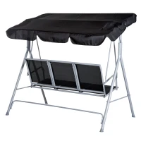 Outsunny huśtawka z dachem 3-osobowa huśtawka ogrodowa ławka bujana z dachem metal kolor czarny + srebrny 171 x 108 x 154 cm(m-6)