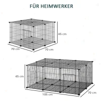 Klatka dla małych zwierząt do samodzielnego modyfikowania klatka modułowa dla świnek morskich królików chomików kojec metal czarny 105 x 70 x 45 cm(m-4)