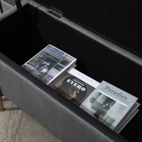 HOMCOM zitbanj elegante gepolsterde bank met opbergruimte kist donkergrijs(m-9)