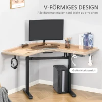 Vinsetto elektrisch bureau computertafel in hoogte verstelbaar sta-bureau bureau bureaustandaard metaal spaanplaat MDF aluminium naturel + zwart 160 x 101 x 72-122 cm(m-4)