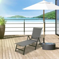 Outsunny Tumbona de Jardín Plegable Tumbona Relinable de Aluminio con Respaldo Ajustable en 5 Posiciones para Terraza Piscina Exterior Carga Máx. 150 kg 69x140x107 cm Gris(m-2)