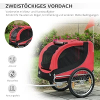 PawHut Hondenaanhanger fietskar hondenfietskar rood/zwart(m-6)