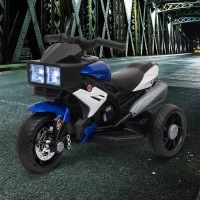 HOMCOM elektrisch voertuig kindervoertuig kindermotorfiets muziek verlichting blauw + wit(m-2)