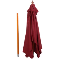 Outsunny parasol, zginany parasol ogrodowy, parasol plażowy, 3-stopniowa regulacja, drewno + poliester, czerwone wino, 200 x 150 x 230 cm(m-7)