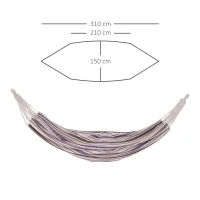 Outsunny Hängematte 310 x 150 cm Outdoor Stabhängematte mit Tragetasche für Reise Camping Belastbarkeit bis 150 kg tragbar atmungsaktiv Baumwolle Weiß+Lila(m-3)