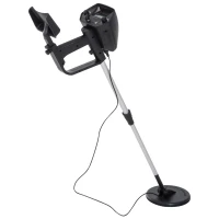 Outsunny Metaaldetector zoekapparaat waterdicht 16,5 cm zoekspoel alu ABS 77,5-105 l cm(m-11)