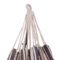 Hangmat hangende ligmat meerpersoons familiehangmat paars-wit 2,1 x 1,5 m katoen(m-9)