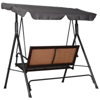 Outsunny Outdoor 2-person PE Rattan Metal Porch Swing Lounge Chair Patio Garden Poolside(m-10)