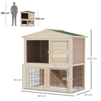 PawHut® KRÓLIKARNIA KURNIK DOMEK KLATKA Z WYBIEGIEM KRÓLIKI ŚWINKI MORSKIE ZAJĄCE drewno jodłowe naturalny 98x54x100cm(m-3)