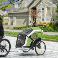 Pawhut 2-in-1 hondenaanhanger voor huisdieren opvouwbaar Oxford-stof groen(m-2)