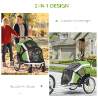 Pawhut 2-in-1 hondenaanhanger voor huisdieren opvouwbaar Oxford-stof groen(m-4)