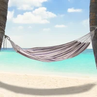 Hangmat hangende ligmat meerpersoons familiehangmat paars-wit 2,1 x 1,5 m katoen(m-2)