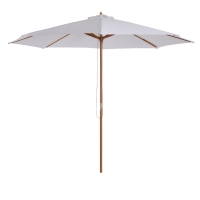 Outsunny Zonnescherm houten parasol tuinscherm balkonparasol 3 x 2,5 m wit marktparasol