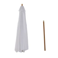 Outsunny Zonnescherm houten parasol tuinscherm balkonparasol 3 x 2,5 m wit marktparasol(m-7)