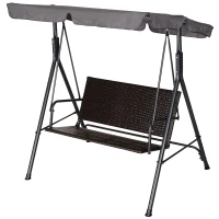 Outsunny Outdoor 2-person PE Rattan Metal Porch Swing Lounge Chair Patio Garden Poolside(m-8)