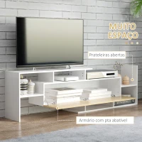 HOMCOM Móvel de TV Moderno Móvel para Televisores 153,6x25x42cm e Prateleira de Parede 150x14,5x16,3cm Branco e Madeira(m-5)