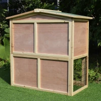 PawHut® KRÓLIKARNIA KURNIK DOMEK KLATKA Z WYBIEGIEM KRÓLIKI ŚWINKI MORSKIE ZAJĄCE drewno jodłowe naturalny 98x54x100cm(m-7)