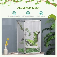 Terrarium PawHut dla gadów szklane terrarium dla płazów pajęczaków terrarium do hodowli gadów aluminium kolor srebrny 45 x 45 x 80 cm(m-5)