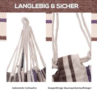 Hangmat hangende ligmat meerpersoons familiehangmat paars-wit 2,1 x 1,5 m katoen(m-5)
