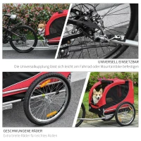 PawHut Hondenaanhanger fietskar hondenfietskar rood/zwart(m-7)