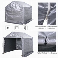 Outsunny folieschuur gereedschapsschuur in de tuin foliegarage staal PE grijs 2 x 2 x 2 m(m-7)
