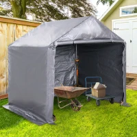 Outsunny folieschuur gereedschapsschuur in de tuin foliegarage staal PE grijs 2 x 2 x 2 m(m-10)