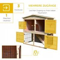 PawHut® KRÓLIKARNIA KURNIK DOMEK KLATKA Z WYBIEGIEM KRÓLIKI ŚWINKI MORSKIE ZAJĄCE drewno jodłowe naturalny 98x54x100cm(m-4)