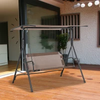 Outsunny 3 Seater Canopy Swing Chair Garden Rocking Bench Patio Balcony Terrace w/ Canopy Brown(m-7)