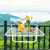 Outsunny balkon wiszący stół stół ogrodowy kwadratowy metalowy taras z regulacją wysokości(m-2)