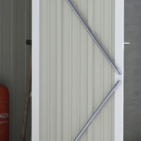 Outsunny Domek narzędziowy, domek ogrodowy, szopa na narzędzia z drzwiami, zewnętrzna, stal, zielony, 142 x 84 x 189 cm(m-9)