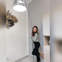 Homcom Lampada da Terra ad Arco con Paralume Regolabile in Acciaio con Base Rotonda in Marmo(m-14)