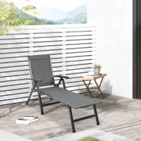 Outsunny Tumbona de Jardín Plegable Tumbona Relinable de Aluminio con Respaldo Ajustable en 5 Posiciones para Terraza Piscina Exterior Carga Máx. 150 kg 69x140x107 cm Gris(m-10)