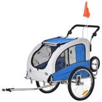 PawHut 2 in 1 hondenaanhanger fietskar jogger vlag regenhoes voor honden 4 kleuren(m-10)