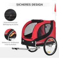 PawHut Hondenaanhanger fietskar hondenfietskar rood/zwart(m-8)