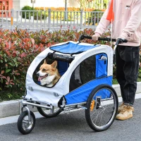 PawHut 2 in 1 hondenaanhanger fietskar jogger vlag regenhoes voor honden 4 kleuren(m-9)