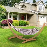 Outsunny Hängematte 310 x 150 cm Outdoor Stabhängematte mit Tragetasche für Reise Camping Belastbarkeit bis 150 kg tragbar atmungsaktiv Baumwolle Weiß+Lila(m-10)