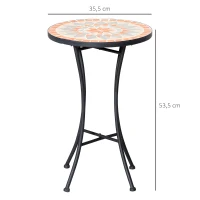 Outsunny Ø35,5 cm bijzettafel tuintafel weerbestendig mozaïek voor tuinbalkon(m-3)