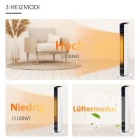 HOMCOM grzejnik 2000 W 21 cm x 21 cm x 73 cm(m-9)